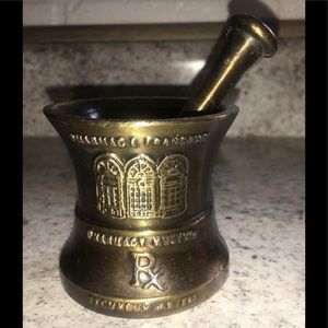 Vintage brass mortar and pestle